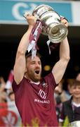 9 July 2022; Westmeath captain Kevin Maguire lifts the Tailteann Cup after the Tailteann Cup Final match between Cavan and Westmeath at Croke Park in Dublin. Photo by Ray McManus/Sportsfile