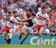 9 July 2022; Seán Kelly of Galway in action against Niall Loughlin, left, and Paul Cassidy of Derry during the GAA Football All-Ireland Senior Championship Semi-Final match between Derry and Galway at Croke Park in Dublin. Photo by Ray McManus/Sportsfile