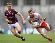 9 July 2022; Niall Loughlin of Derry in action against Dylan McHugh of Galway during the GAA Football All-Ireland Senior Championship Semi-Final match between Derry and Galway at Croke Park in Dublin. Photo by Stephen McCarthy/Sportsfile