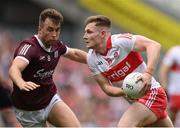 9 July 2022; Ethan Doherty of Derry in action against Paul Conroy of Galway during the GAA Football All-Ireland Senior Championship Semi-Final match between Derry and Galway at Croke Park in Dublin. Photo by Stephen McCarthy/Sportsfile