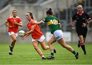 9 July 2022; Catherine Marley of Armagh in action against Anna Galvin of Kerry during the TG4 All-Ireland Ladies Football Senior Championship Quarter-Final match between Armagh and Kerry at O'Connor Park in Tullamore, Offaly. Photo by Piaras Ó Mídheach/Sportsfile