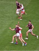9 July 2022; Paul Conroy of Galway in action against Conor Glass of Derry during the GAA Football All-Ireland Senior Championship Semi-Final match between Derry and Galway at Croke Park in Dublin. Photo by Daire Brennan/Sportsfile