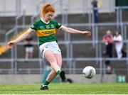 9 July 2022; Louise Ní Mhuircheartaigh of Kerry scores her side's fourth goal, a penalty, during the TG4 All-Ireland Ladies Football Senior Championship Quarter-Final match between Armagh and Kerry at O'Connor Park in Tullamore, Offaly. Photo by Piaras Ó Mídheach/Sportsfile