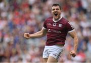 9 July 2022; Damien Comer of Galway celebrates after scoring his side's first goal during the GAA Football All-Ireland Senior Championship Semi-Final match between Derry and Galway at Croke Park in Dublin. Photo by Seb Daly/Sportsfile