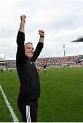 9 July 2022; Galway manager Padraic Joyce celebrates after his side's victory in the GAA Football All-Ireland Senior Championship Semi-Final match between Derry and Galway at Croke Park in Dublin. Photo by Seb Daly/Sportsfile