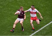 9 July 2022; Dylan McHugh of Galway in action against Niall Toner of Derry during the GAA Football All-Ireland Senior Championship Semi-Final match between Derry and Galway at Croke Park in Dublin. Photo by Daire Brennan/Sportsfile