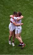 9 July 2022; Galway players Shane Walsh, left, and Jack Glynn celebrate after the GAA Football All-Ireland Senior Championship Semi-Final match between Derry and Galway at Croke Park in Dublin. Photo by Daire Brennan/Sportsfile