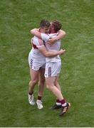 9 July 2022; Galway players Shane Walsh, left, and Jack Glynn celebrate after the GAA Football All-Ireland Senior Championship Semi-Final match between Derry and Galway at Croke Park in Dublin. Photo by Daire Brennan/Sportsfile