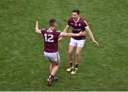9 July 2022; Galway players Johnny Heaney, left, and Finnian Ó Laoi celebrate after the GAA Football All-Ireland Senior Championship Semi-Final match between Derry and Galway at Croke Park in Dublin. Photo by Daire Brennan/Sportsfile