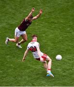 9 July 2022; Lachlan Murray of Derry in action against Shane Walsh of Galway during the GAA Football All-Ireland Senior Championship Semi-Final match between Derry and Galway at Croke Park in Dublin. Photo by Daire Brennan/Sportsfile