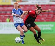 9 July 2022; Rebecca Cooke of Bohemians in action against Shauna Brennan of Galway WFC during the EVOKE.ie FAI Women's Cup First Round match between Bohemians and Galway WFC at Dalymount Park in Dublin. Photo by Michael P Ryan/Sportsfile