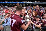 9 July 2022; Ger Egan of Westmeath with supporters including Damien McLoughlin after the Tailteann Cup Final match between Cavan and Westmeath at Croke Park in Dublin. Photo by Ray McManus/Sportsfile
