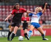 9 July 2022; Lisa Murphy of Bohemians in action against Elle Rose O'Flaherty of Galway WFC during the EVOKE.ie FAI Women's Cup First Round match between Bohemians and Galway WFC at Dalymount Park in Dublin. Photo by Michael P Ryan/Sportsfile