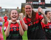 9 July 2022; Bohemians players Lisa Murphy, right, and Aoife Robinson after the EVOKE.ie FAI Women's Cup First Round match between Bohemians and Galway WFC at Dalymount Park in Dublin. Photo by Michael P Ryan/Sportsfile