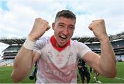 9 July 2022; Johnny Heaney of Galway celebrates after his side's victory in the GAA Football All-Ireland Senior Championship Semi-Final match between Derry and Galway at Croke Park in Dublin. Photo by Seb Daly/Sportsfile