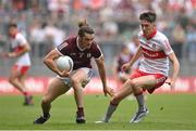 9 July 2022; Kieran Molloy of Galway in action against Paul Cassidy of Derry during the GAA Football All-Ireland Senior Championship Semi-Final match between Derry and Galway at Croke Park in Dublin. Photo by Seb Daly/Sportsfile