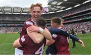9 July 2022; Ronan Wallace, left, and Jamie Gonoud of Westmeath celebrate after their side's victory in the Tailteann Cup Final match between Cavan and Westmeath at Croke Park in Dublin. Photo by Seb Daly/Sportsfile
