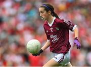 9 July 2022; Ciara Milton, Killeshin N.S., Killeshin, Laois, representing Galway, during the INTO Cumann na mBunscol GAA Respect Exhibition Go Games at half-time of the GAA Football All-Ireland Senior Championship Semi-Final match between Galway and Derry at Croke Park in Dublin. Photo by Ramsey Cardy/Sportsfile