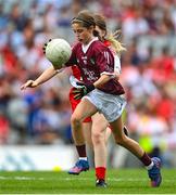 9 July 2022; Dayna Fahy, S.N. Bhrige agus Bhreandain Naofa, Corrandulla, Galway, representing Galway, during the INTO Cumann na mBunscol GAA Respect Exhibition Go Games at half-time of the GAA Football All-Ireland Senior Championship Semi-Final match between Galway and Derry at Croke Park in Dublin. Photo by Ramsey Cardy/Sportsfile