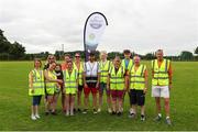 10 July 2022; parkrun Ireland, in partnership with Vhi, expanded their range of junior events to 30 with the introduction of the St Fergal’s Junior parkrun in Rathdowney, Laois on Sunday morning. Junior parkruns are 2km long and cater for 4 to 14-year olds, free of charge providing a fun and safe environment for children to enjoy exercise. To register for a parkrun near you visit www.parkrun.ie. Pictured is race director Shane Keegan and volunteer's during a parkrun in Rathdowney, Laois. Photo by Michael P Ryan/Sportsfile