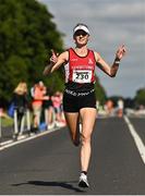 10 July 2022; Ciara Toner of City of Derry Spartans, celebrates on her way to winning the Women's Irish Runner 10 Mile, Sponsored by Sports Travel International, incorporating the AAI National 10 Mile Road Race Championships at the Phoenix Park in Dublin. Photo by Sam Barnes/Sportsfile