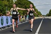 10 July 2022; Marty McDermott, left, and Seanie Meyler of Omagh Harriers, Tyrone, during the Irish Runner 10 Mile, Sponsored by Sports Travel International, incorporating the AAI National 10 Mile Road Race Championships at the Phoenix Park in Dublin. Photo by Sam Barnes/Sportsfile