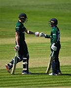 10 July 2022; Ireland batsmen Harry Tector, left, and Curtis Campher during the Men's One Day International match between Ireland and New Zealand at Malahide Cricket Club in Dublin. Photo by Seb Daly/Sportsfile