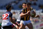 10 July 2022; Jamie Holohan of Kilkenny in action against Mike Boyle, 22, and Danny Corridan of New York during the GAA Football All-Ireland Junior Championship Final match between Kilkenny and New York at Croke Park in Dublin. Photo by Ray McManus/Sportsfile