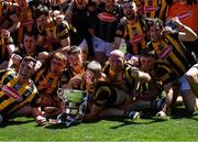 10 July 2022; Kilkenny captain Mick Malone, 11, and his teammates celebrate with the cup after their side's victory in the GAA Football All-Ireland Junior Championship Final match between Kilkenny and New York at Croke Park in Dublin. Photo by Piaras Ó Mídheach/Sportsfile