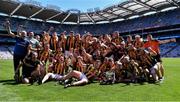 10 July 2022; Kilkenny players celebrate with the cup after their side's victory in the GAA Football All-Ireland Junior Championship Final match between Kilkenny and New York at Croke Park in Dublin. Photo by Piaras Ó Mídheach/Sportsfile