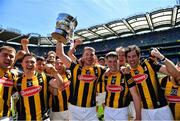 10 July 2022; Kilkenny captain Mick Malone holds the cup aloft as he celebrates with teammates after their side's victory in the GAA Football All-Ireland Junior Championship Final match between Kilkenny and New York at Croke Park in Dublin. Photo by Piaras Ó Mídheach/Sportsfile
