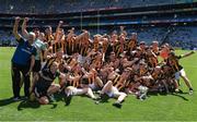 10 July 2022; Mick Malone of Kilkenny and his teammates celebrate with the cup the GAA Football All-Ireland Junior Championship Final match between Kilkenny and New York at Croke Park in Dublin. Photo by Ray McManus/Sportsfile