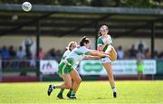 10 July 2022; Blaithin Bogue of Fermanagh in action against Niamh Ryan of Limerick during the TG4 All-Ireland Ladies Football Junior Championship Semi-Final match between Fermanagh and Limerick at St Brigid’s GAA club in Kiltoom, Roscommon. Photo by David Fitzgerald/Sportsfile