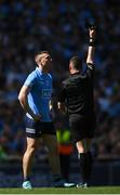 10 July 2022; John Small of Dublin is shown a black card by referee Paddy Neilan during the GAA Football All-Ireland Senior Championship Semi-Final match between Dublin and Kerry at Croke Park in Dublin. Photo by Stephen McCarthy/Sportsfile