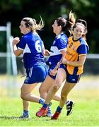 10 July 2022; Róisín Considine of Clare after scoring her side's first goal during the TG4 All-Ireland Ladies Football Intermediate Championship Semi-Final match between Clare and Laois at St Brigid’s GAA club in Kiltoom, Roscommon. Photo by David Fitzgerald/Sportsfile