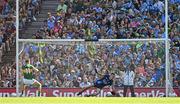 10 July 2022; Dublin goalkeeper Evan Comerford saves a penalty by Seán O'Shea of Kerry during the GAA Football All-Ireland Senior Championship Semi-Final match between Dublin and Kerry at Croke Park in Dublin. Photo by Ramsey Cardy/Sportsfile