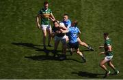 10 July 2022; David Moran of Kerry in action against Brian Fenton, left, and Tom Lahiff of Dublin during the GAA Football All-Ireland Senior Championship Semi-Final match between Dublin and Kerry at Croke Park in Dublin. Photo by Daire Brennan/Sportsfile