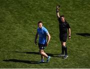 10 July 2022; Referee Paddy Neilan shows John Small of Dublin a black card during the GAA Football All-Ireland Senior Championship Semi-Final match between Dublin and Kerry at Croke Park in Dublin. Photo by Daire Brennan/Sportsfile