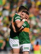 10 July 2022; Graham O'Sullivan, right, and David Clifford of Kerry celebrate after the GAA Football All-Ireland Senior Championship Semi-Final match between Dublin and Kerry at Croke Park in Dublin. Photo by Stephen McCarthy/Sportsfile