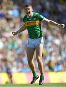 10 July 2022; David Clifford of Kerry celebrates his side's match winning point in the GAA Football All-Ireland Senior Championship Semi-Final match between Dublin and Kerry at Croke Park in Dublin. Photo by Ramsey Cardy/Sportsfile