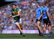 10 July 2022; David Clifford of Kerry celebrates after scoring a point during the GAA Football All-Ireland Senior Championship Semi-Final match between Dublin and Kerry at Croke Park in Dublin. Photo by Piaras Ó Mídheach/Sportsfile