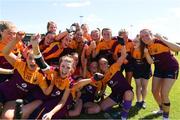 10 July 2022; Wexford players celebrate after the TG4 All-Ireland Ladies Football Intermediate Championship Semi-Final match between Roscommon and Wexford at Crettyard GAA club, Crettyard, Laois. Photo by Michael P Ryan/Sportsfile