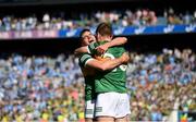 10 July 2022; Graham O'Sullivan, left, and Adrian Spillane of Kerry celebrate after the GAA Football All-Ireland Senior Championship Semi-Final match between Dublin and Kerry at Croke Park in Dublin. Photo by Stephen McCarthy/Sportsfile