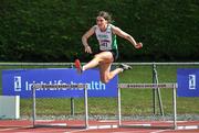 10 July 2022; Lauren Kilduff of Craughwell AC, Galway, on her way to winning the under 15 girls 250m hurdles during day three of the Irish Life Health National Juvenile Track and Field Championships at Tullamore Harriers Stadium in Tullamore, Offaly. Photo by Diarmuid Greene/Sportsfile