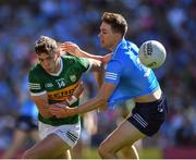 10 July 2022; David Clifford of Kerry in action against Michael Fitzsimons of Dublin during the GAA Football All-Ireland Senior Championship Semi-Final match between Dublin and Kerry at Croke Park in Dublin. Photo by Ray McManus/Sportsfile