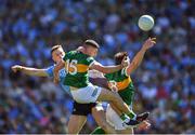 10 July 2022; Kerry players Paul Geaney and David Moran of Kerry vie with Tom Lahiff of Dublin for possession during the GAA Football All-Ireland Senior Championship Semi-Final match between Dublin and Kerry at Croke Park in Dublin. Photo by Ray McManus/Sportsfile