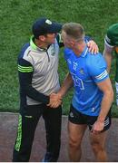 10 July 2022; Kerry manager Jack O'Connor shakes hands with Ciarán Kilkenny of Dublin after the GAA Football All-Ireland Senior Championship Semi-Final match between Dublin and Kerry at Croke Park in Dublin. Photo by Daire Brennan/Sportsfile