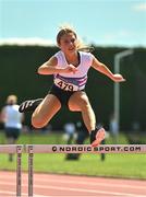 10 July 2022; Alexandra Keating of Mid Sutton AC, Co Dublin, competing in the under 16 girls 250m hurdles during day three of the Irish Life Health National Juvenile Track and Field Championships at Tullamore Harriers Stadium in Tullamore, Offaly. Photo by Diarmuid Greene/Sportsfile