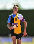 10 July 2022; Matais Quaglia of Kilkenny City Harriers AC on his way to winning the under 14 boys 200m during day three of the Irish Life Health National Juvenile Track and Field Championships at Tullamore Harriers Stadium in Tullamore, Offaly. Photo by Diarmuid Greene/Sportsfile