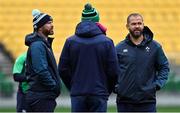 11 July 2022; Head coach Andy Farrell, right, and assistant coach Peter Wilkins during Ireland rugby squad training at Sky Stadium in Wellington, New Zealand. Photo by Brendan Moran/Sportsfile